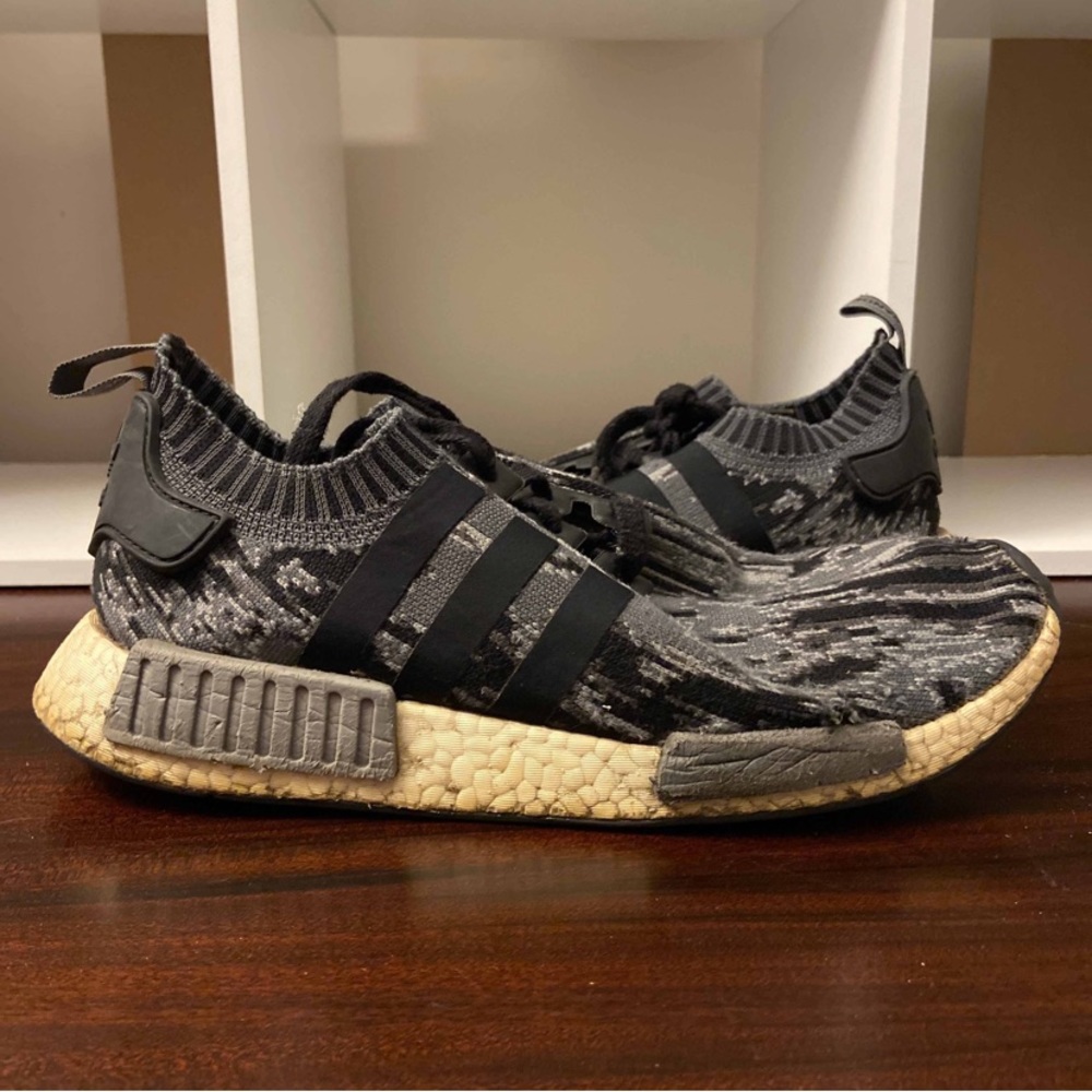 adidas NMD R1 Primeknit Black Gray Cream Sneakers